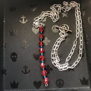 Red and blue Swarovski Crystal necklace